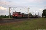 155 213-2 DB Schenker Rail Deutschland AG mit einem gemischtem G�terzug in Vietznitz und fuhr in Richtung Friesack weiter. 21.05.2013