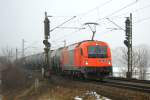 1216 903 (RTS) mit Kesselwagen durch Lonsee in Richtung Ulm. (27,01,2012)