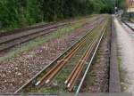 Die neuen Schienen liegen schon am Bf Oberlenningen f�r die Modernisierung. (02:09:2010)