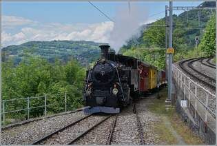 Festival Suisse de la vapeur 2024 / Schweizer Dampffestival 2024 der Blonay-Chamby Bahn - Die BFD HG 3/4  N 3 der Blonay-Chamby Bahn erreicht mit ihrem Dampfzug Chamby.