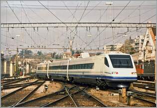 Der Cisalpino ETR 470 „Treno Zero“ ist auf Probefahrt in Lausanne.