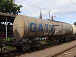 Zacens GATX Drehgestell-Kesselwagen aus Holland mit Nummer 33 TEN 84 NL-GATXD 7933 146-8 Gleis 1 Bahnhof Salzbergen, Deutschland 27-08-2025.