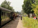 ZZLSM (Zuid‐Limburgse Stoomtrein Maatschappij) Dampfzug Bahnhof Schin op Geul 21-08-2024.