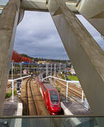 Der Eurostar PBKA 4302, ex Thalys PBKA, verlsst am 21 Oktober 2025 den Bahnhof Lige-Guillemins (Lttich).
