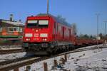 Vom hinter der Bahn�bergang wurde am 14 Februar 2026 DBAZ 245 024 mit deren Sylt-Shuttle beim einfahren in Nieb�ll fotografiert.