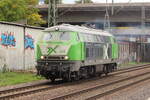 BR 218 493-5 D-AIX von AixRail als Lz durch HH-Harburg Richtung Maschen/Buchholz.