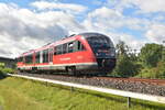 Die Brllmcke 642 225 ist hier auf der Madonnenlandbahn bei Buchen unterwegs gen Walldrn Als RB84.