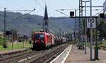 DB 187 185-4 REV/FKR X/14.03.19, Verl/RMRL9/12.03.26 mit Gterzug Durchfahrt Boppard Hbf.
