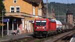 DB 187 175-5 REV/FKR X/13.12.18, Verl/EHGV9/20.11.25 mit Mischer Durchfahrt Oberwesel.