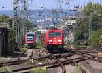 DB 185 240-9 REV/ASK Fw510/13.02.24 mit einem Ganzzug bestehend aus Ermewa Shimmns Wagen, Einfahrt Koblenz Hbf 12.08.2025