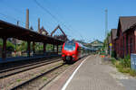 Der fnfteilige SWEX Stadler FLIRT 3 – 429 114 / 429 614, als RE 1  Sdwest-Express  (Kaiserslautern – Trier – Koblenz), verlsst am 01 Juli 2025 den Bahnhof