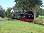 99 1784 mit Rasenden Roland von Putbus nach Ghren bei der Einfahrt in Sellin Ost.28.07.2025