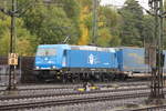 BR 185 303-5 D-EGP mit einem LKW-Walterzug bei der Durchfahrt HH-Harburg Richtung Lbeck.