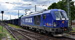 Mindener Kreisbahnen GmbH, Minden [D] mit der geleasten  northrail Vectron Dual Lok  248 073  [NVR-Nummer: 90 80 2248 073-9 D-NRAIL] und einem Ganzzug offenen VTG Hochbordwagen am 08.05.25 Hhe