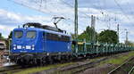 Eisenbahnbau- und Betriebsgesellschaft Pressnitztalbahn mbH, Jhstadt (PRESS) mit ihrer  140 008-6  (NVR:  91 80 6140 845-9 D-PRESS ) und einem PKW-Transportzug (leer) am 08.05.25 Hhe