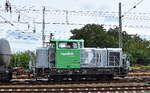  BASF Schwarzheide GmbH, Schwarzheide [D] mit der angemieteten Nexrail AssetCo Srl vossloh G 6 Lok [NVR-Nummer: 98 80 0650 149-4 D-NXRL] fuhr einige Kesselwagen zur bergabe als