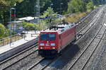 DB Cargo AG, Mainz mit ihrer  185 377-9  [NVR-Nummer: 91 80 6185 377-9 D-DB] Hhe Bahnhof Saarmund am 25.06.25