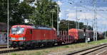 DB Cargo AG, Mainz mit ihrer  193 376  [NVR-Nummer: 91 80 6193 376-1 D-DB] und einem gemischten Gterzug am 30.07.25 Hhe Bahnhof Ruhland.