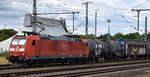 DB Cargo AG, Mainz [D] mit ihrer  185 149-2  [NVR-Nummer: 91 80 6185 149-2 D-DB] und einem gemischten Gterzug  am 10.07.25 Hhe Bahnhof Magdeburg Hbf.