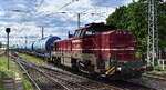 CLR - Cargo Logistik Rail-Service GmbH, Barleben-Ebendorf [D] mit ihrer vossloh DE 18 Diesellok  DE 18 001  [NVR-Nummer: 92 80 4185 034-0 D-CLR] und einem Kesselwagenzug  (fr Ethanol) am