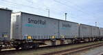 Gelenk-Containertragwagen mit LKW-Wechselbrcken im Transport-Auftrag von Captrain/ITL beladen vom Einsteller VTG Schweiz GmbH mit der Nr.