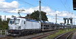 Rail Force One B.V., Rotterdam [NL] mit der ziemlich neuen geleasten ELL Vectron  7193 881  [NVR-Nummer: 91 80 7193 881-8 D-ELOC] und einem PKW-Transportzug am 15.09.25 Hhe Bahnhof