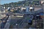 Ein Blich auf den Bahnhof von Montreux von Sdosten her.