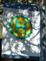 (280'526) - DIETRICH-TOURISTIK/DB/BB-POSTBUS-Haltestellenschild - Leutasch, Kirche - am 18.