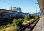 Die eigentlich „weie“ SIEMENS Vectron MS 193 512-1 (91 80 6193 512-1 D-ELOC) der ELL - European Locomotive Leasing (Wien) hat am 01 Juli 2025 mit einem KLV-Zug in Richtung Kln