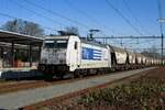 TRAXX am Kopf in Oss am 2 Mrz 2021, wo LTE (1)286 940 mit ein Getreidezug in Oss eingetroffen ist.