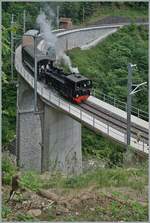 Das  Festival Suisse de la vapeur  (Schweizer Dampffestival 2025) Die Brcke ber die Baye de Clarens ist saniert und die SEG G 2x 2/2 105 der Blonay Chamby Bahn auf dem Weg mit ihrem