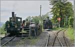 In Chaulin wird die LEB G 3/3 N der Blonay Chamby Bahn mit Wasser und Kohle versorgt, im Hintergrund steht abgestellt die HG 3/4 N3.