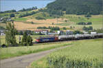 Re 6/6 11647 'Bex' mit Kesselwagen bei Frick, Juni 2025.