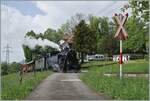 Die BFD HG 3/4 N 3 der Blonay Chamby Bahn ist bei Chaulin auf dem Weg nach Chamnby.