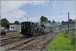 Der Emmentalbahn Dampfzug mit der E 3/3 N 853 der Dampfbahn Bern (DBB) erreicht von Wasen i.E.