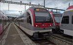 Ankunft der Triebzugs Be 4/4 3004, AB 3033 und Be 4/4 3005 der Travys.