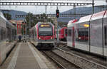 Ankunft der Triebzugs Be 4/4 3004, AB 3033 und Be 4/4 3005 der Travys.