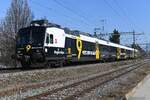 2025.02.06 SBB CFF FFS RegionAlps.Sion  Rame Domino RBDe 560 RA 414   Arbore une livre publicitaire pour la tl rgional [Canal9]  