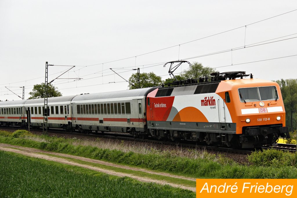 Die neue Mrklin Werbelok 120 112 bei Vehrte am 06.05.12