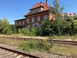 Im Schatten der Neuenburg träumt der ehemalige Bahnhof Freyburg (Unstrut) so leise vor sich hin. Total eingewachsen und dem Verfall überlassen. (Fotos vom 13.08.2024: Bodo Zorn)
