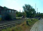 Bauarbeiten am Bahnbergang neben dem Stellwerk B3 in Karsdorf; 27.08.2009