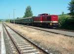 MTEG 204 354-5 mit dem DLr 99818 von Karsdorf nach Freyburg (Unstrut) im Bf Karsdorf; 07.06.2008 

