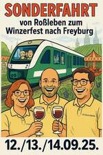 Zum Winzerfest in Freyburg (Unstrut) hat die IG Unstrutbahn e.V. vom 12.09. bis 14.09.2025 zusammen mit  Start Mitteldeutschland  wieder Zugverkehr bis und von Roßleben in Thüringen organisiert. Dazu werden ausgewählte Züge ab Wangen (Unstrut) hinaus bis Roßleben verlängert. 
Zudem gibt es am Abend des 13.09.2025 einen Direktzug von Roßleben um 23.36 Uhr nach Halle (S) Hbf. Alle Fahrzeiten: https://www.unstrutbahn.de/#zug