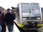 Burgenlandbahn 672 911-5  Stadt Roleben  als Sonderzug nach der Ankunft aus Naumburg am Hp Wangen; 09.04.2009 (Foto: Klaus Pollmcher)