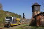 Burgenlandbahn 672 904-0  Happy Corax  verlt als RB nach Zeitz den Bf Nebra; 15.04.2007 (Foto: John Henry Deterding)
