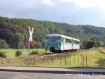 TG Ferkeltaxi e.V. 772 312-5 + 772 367-9 als  Unstrut-Express  von Artern nach Nebra, am 22.07.2007 bei Wangen. (Foto: Katrin Werner)