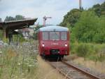 DR 171 056-5 + DB 972 771-0 der Wisentatalbahn als Sonderzug von Wangen ber Naumburg Ost nach Teuchern, bei der Ausfahrt in Laucha (Unstrut); 12.07.2009 (Foto: Dieter Thomas) 