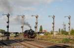 DR 52 8154 beim umsetzen im Bf Zeitz. Sie bringt einen Sonderzug aus Leipzig zum Winzerfest nach Freyburg; 12.09.2009 (Andreas Leipoldt)