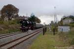 DR 41 1144-9 mit dem  ROTKPPCHEN-EXPRESS  von Altenburg nach Freyburg (Unstrut) im Bf Teuchern; 05.10.2008 (Foto: Andreas Leipoldt)