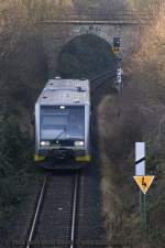 Burgenlandbahnsonderzug aus Roleben der Weihnachtsmarktbesucher nach Naumburg brachte, hier unterwegs zwischen dem Naumburger Haupt- und Ostbahnhof; 30.11.2008 (Foto: Hans-Peter Waack, bahnmotive.de)